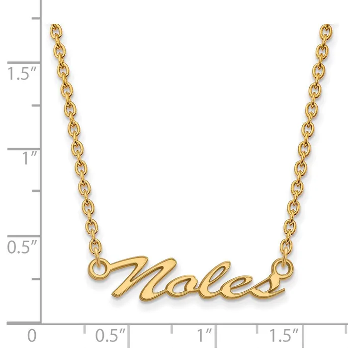 TreasureFineJewelers Sterling Silver Goldplated Florida State University Noles Script Medium Pendant 18 inch Necklace Necklaces