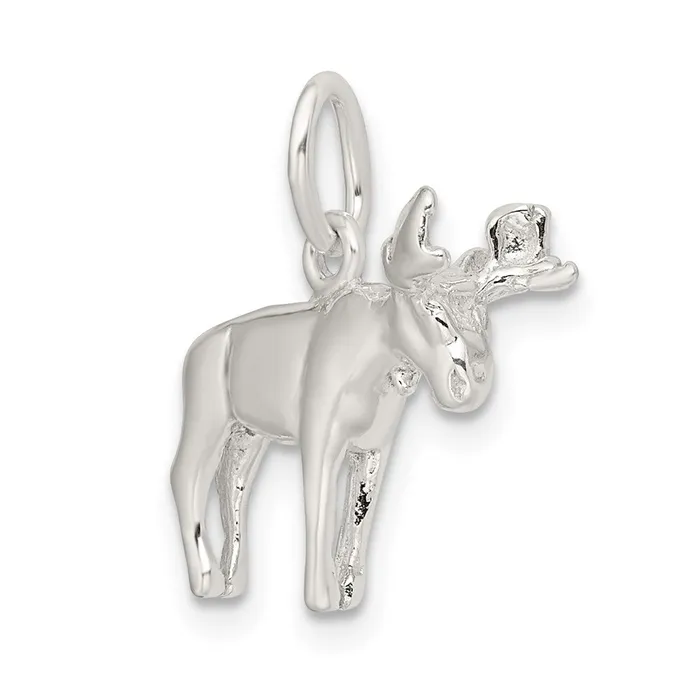 TreasureFineJewelers Sterling Silver Moose Charm Rings