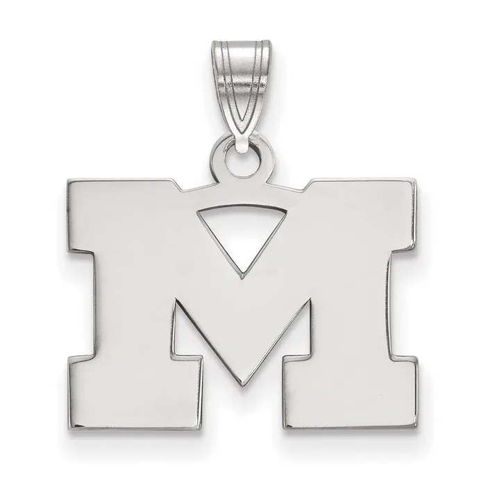 TreasureFineJewelers Sterling Silver Rhodiumplated University of Michigan Letter M Small Pendant Necklaces