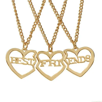 Trio Heart Friendship Pendant BFF Necklaces Trendolla Jewelry Necklaces