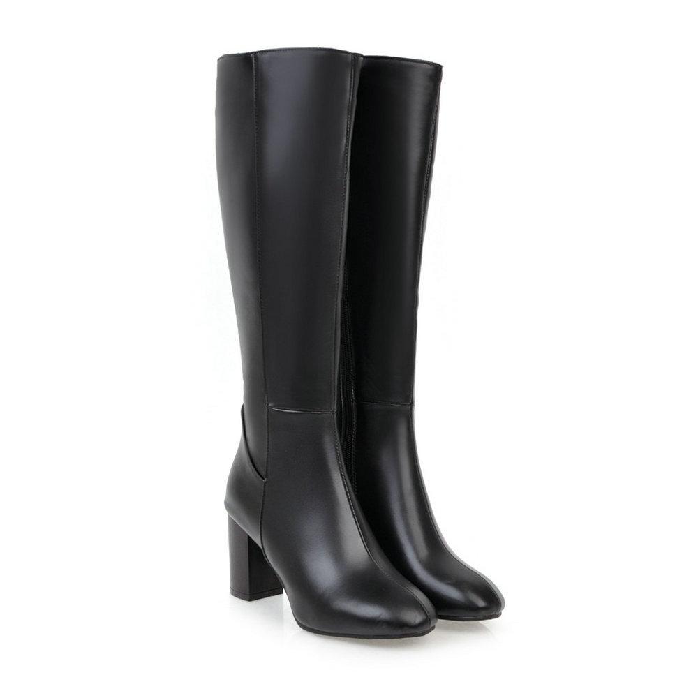 Boots | Leather Block Heel Knee High Boots  – Womens Boots Boots