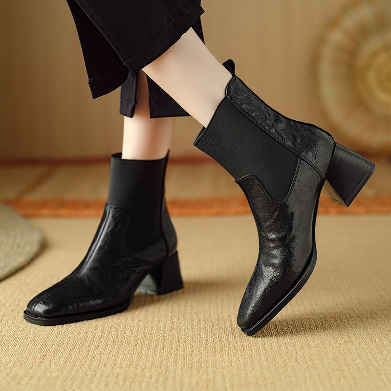 Boots | Patent Leather Chelsea Block Heel Boots  – Womens Boots Boots