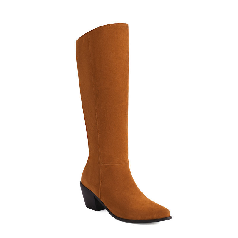 Boots | Suede Block Heel Knee High Boots  – Womens Boots Boots