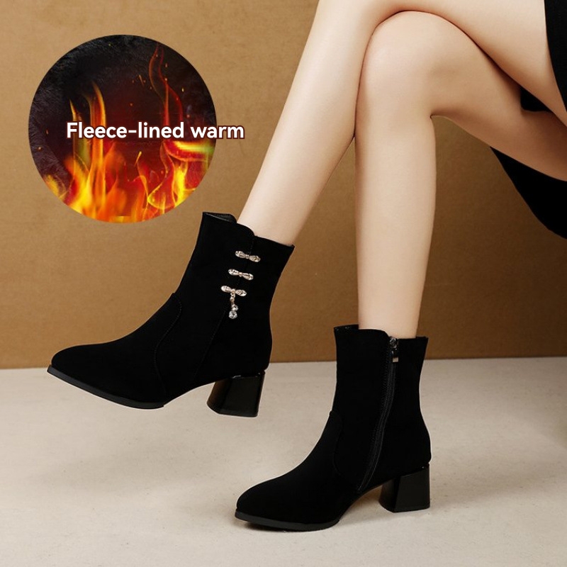 Boots | Suede Block Heel Sock Boots  – Womens Boots Boots