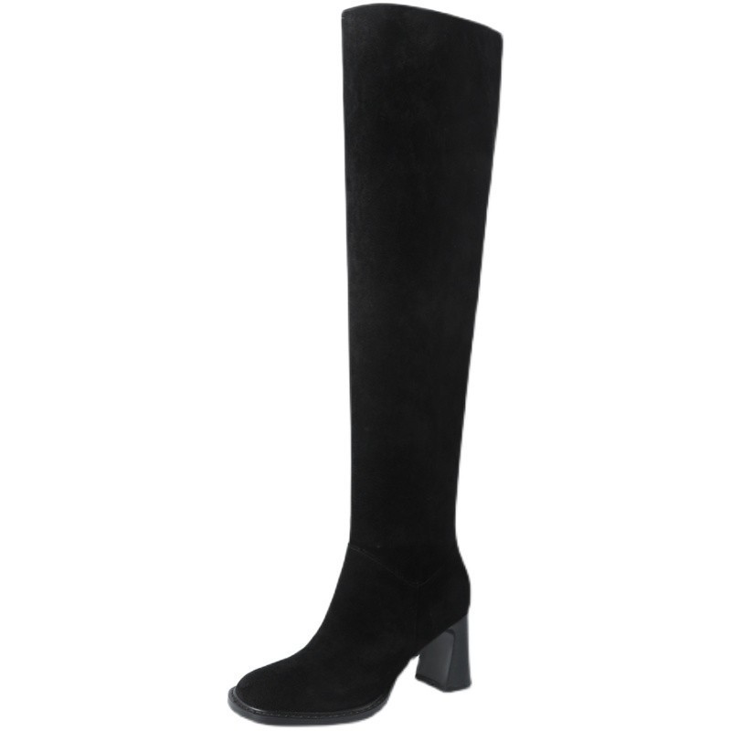 Boots | Suede Cowboy Block Heel Over The Knee Boots  – Womens Boots Boots