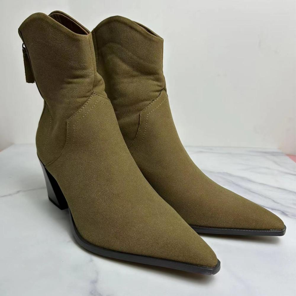 Boots | Suede Cowboy Chisel Toe Ankle Boots  – Womens Boots Boots