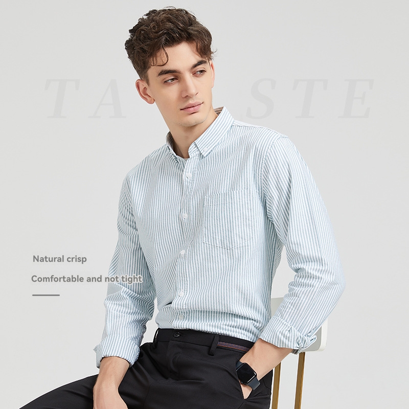 Casual Shirts | Easy Iron Cotton Rich Striped Oxford Shirt  – Mens Casual Shirts Casual Shirts