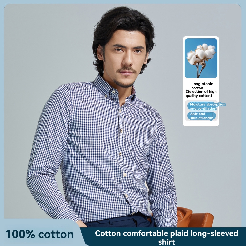 Casual Shirts | Easy Iron Cotton Stretch Gingham Oxford Shirt  – Mens Casual Shirts Casual Shirts