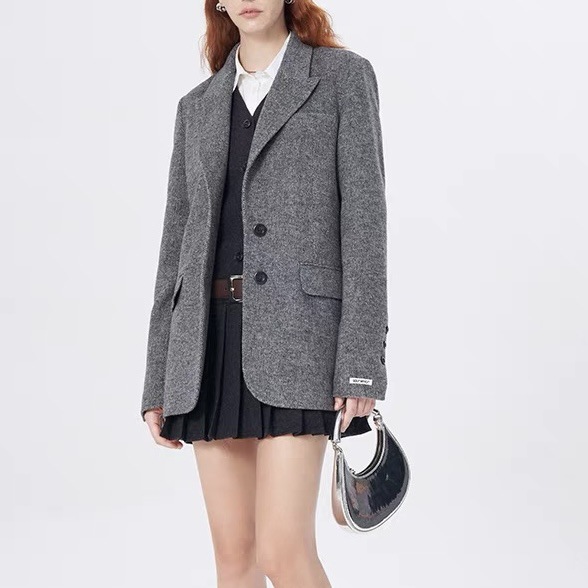 Coats & Jackets | Textured Blazer Coat With Wool  – Womens Clothing Coats & Jackets