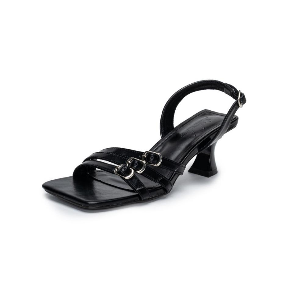 Heels | Leather Buckle Strappy Block Heel Sandals  – Womens Footwear Heels