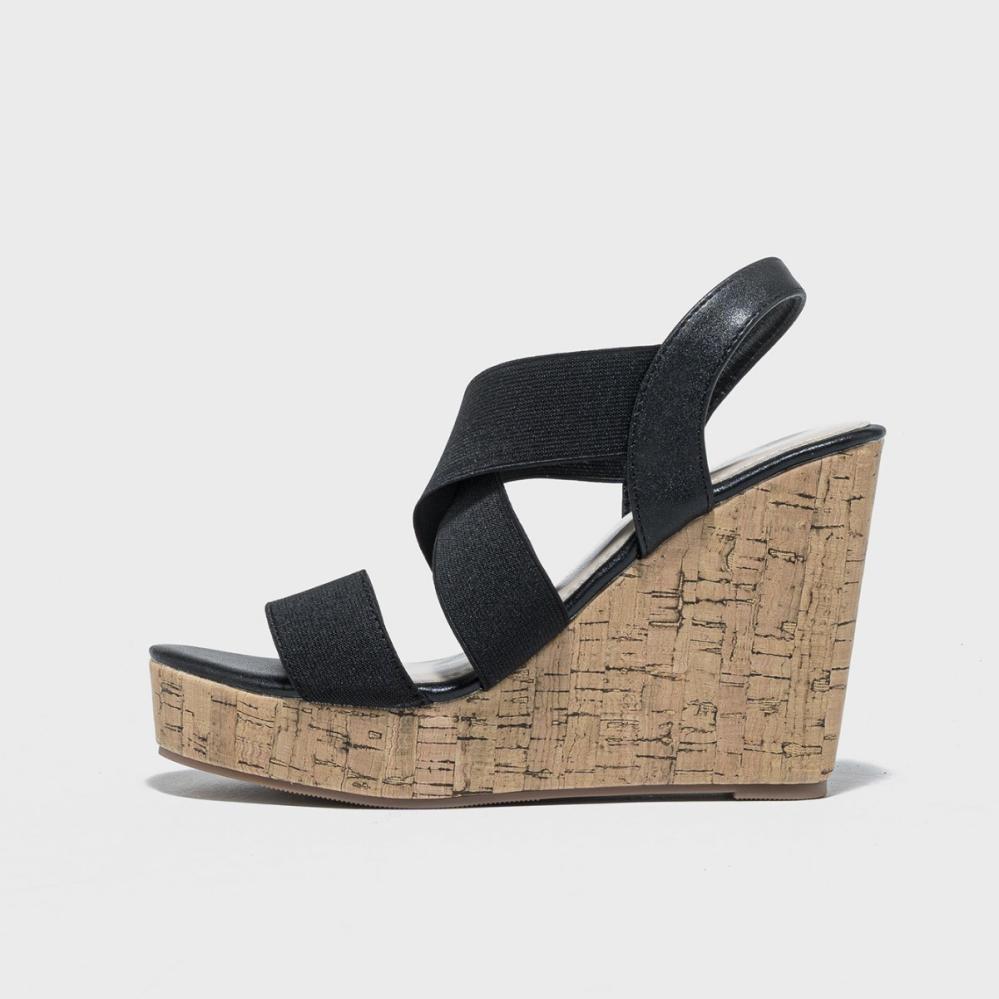 Heels | Leather Crossover Ankle Strap Wedge Sandals  – Womens Footwear Heels