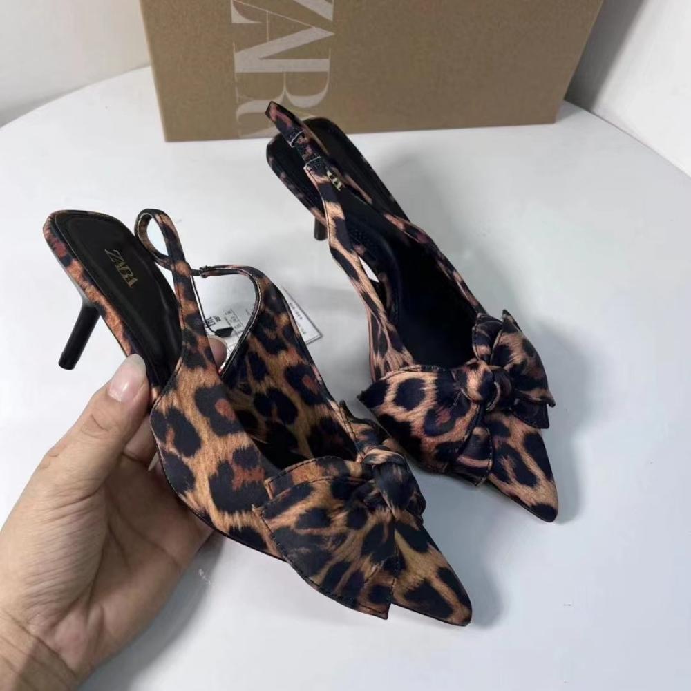 Heels | Satin Leopard Print Kitten Heel Sandals  – Womens Footwear Heels