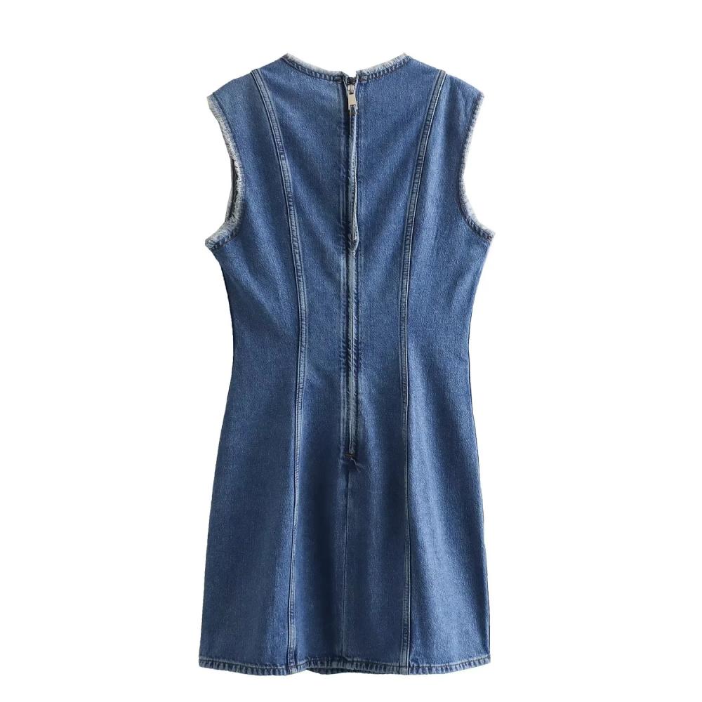 Jeans | Denim Round Neck Mini Shift Dress  – Womens Clothing Jeans