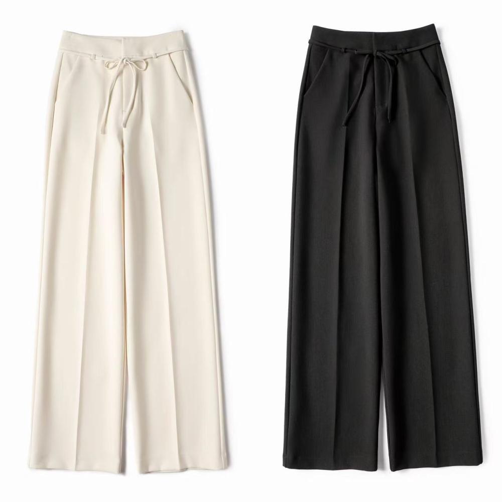 Pants | Crepe Elasticated Waist Wide Leg Trousers  – Womens Clothing Pants