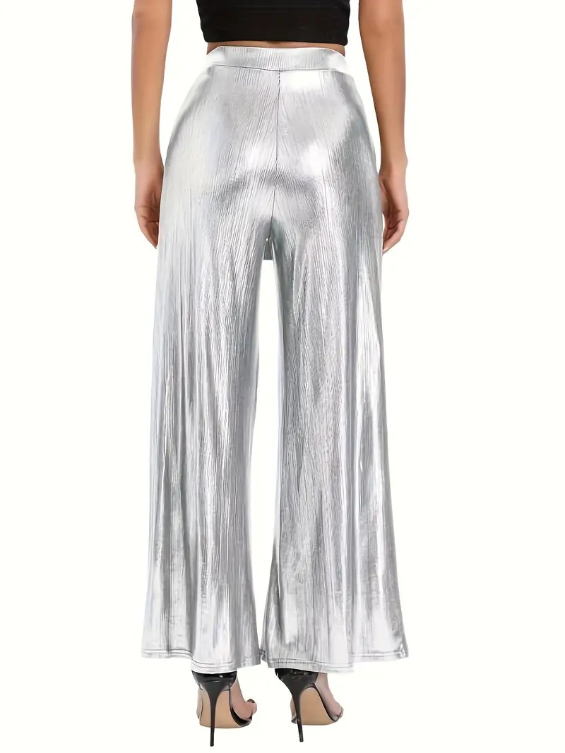 Pants | Metallic Drawstring Wide Leg Trousers  – Womens Clothing Pants