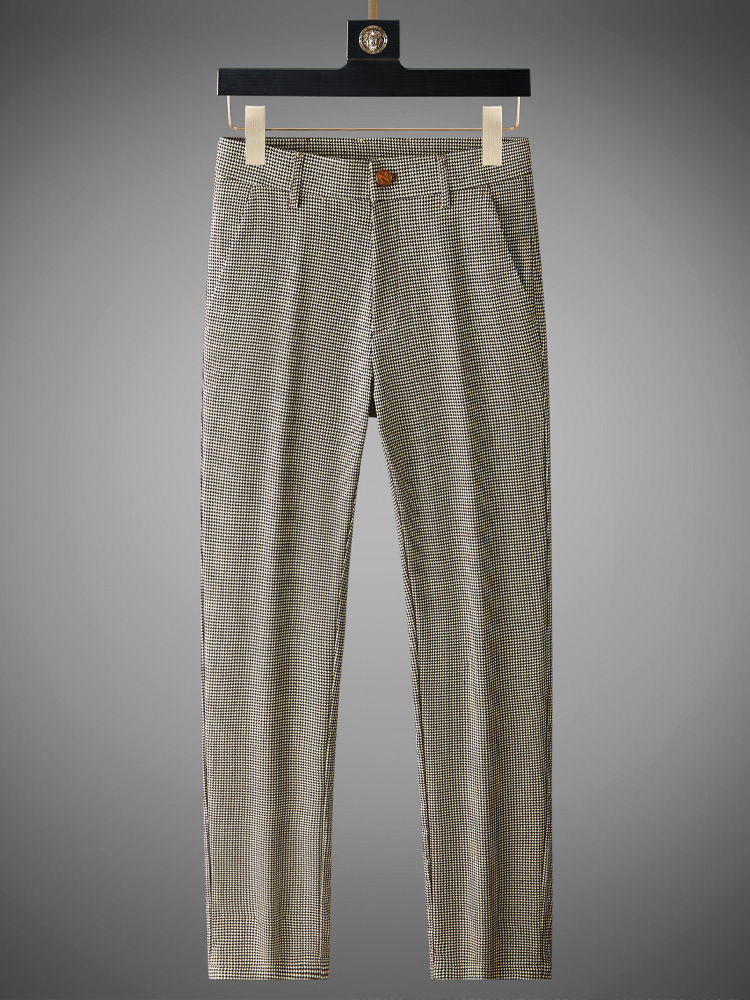 Pants | Slim Fit Puppytooth Check Trousers  – Mens Clothing Mens