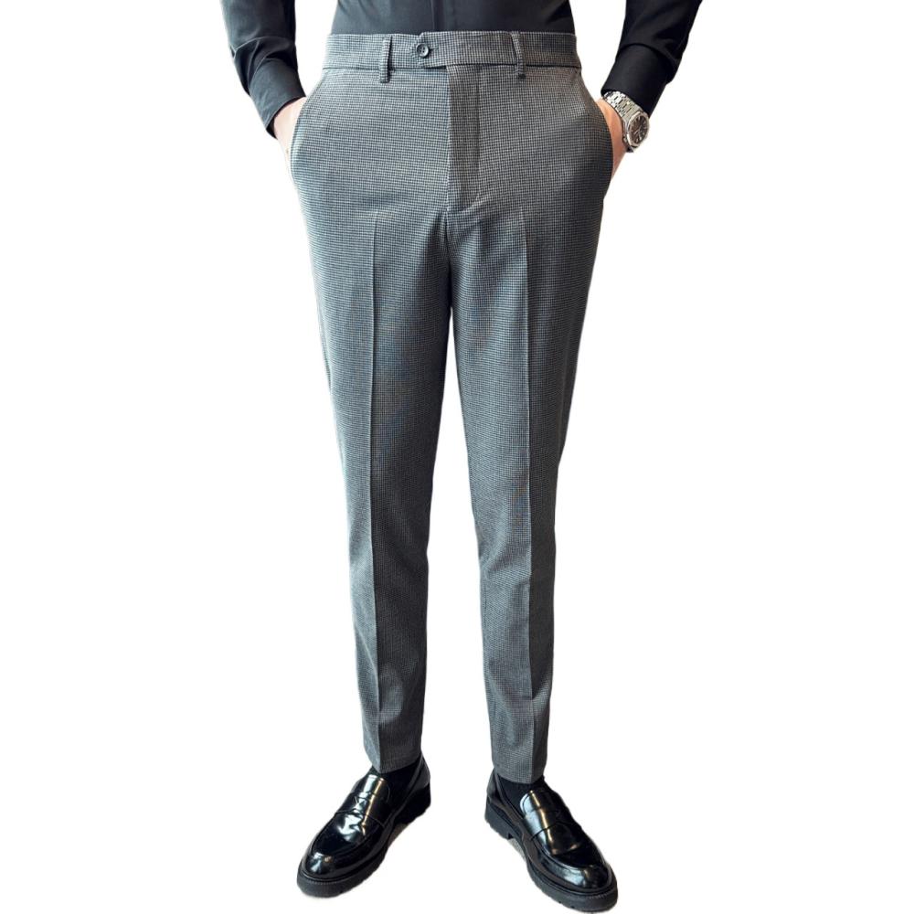 Pants | Slim Fit Puppytooth Stretch Suit Trousers  – Mens Clothing Mens