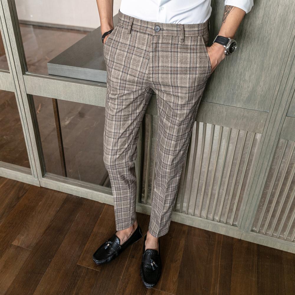 Pants | Slim Fit Pure Wool Check Suit Trousers  – Mens Clothing Mens