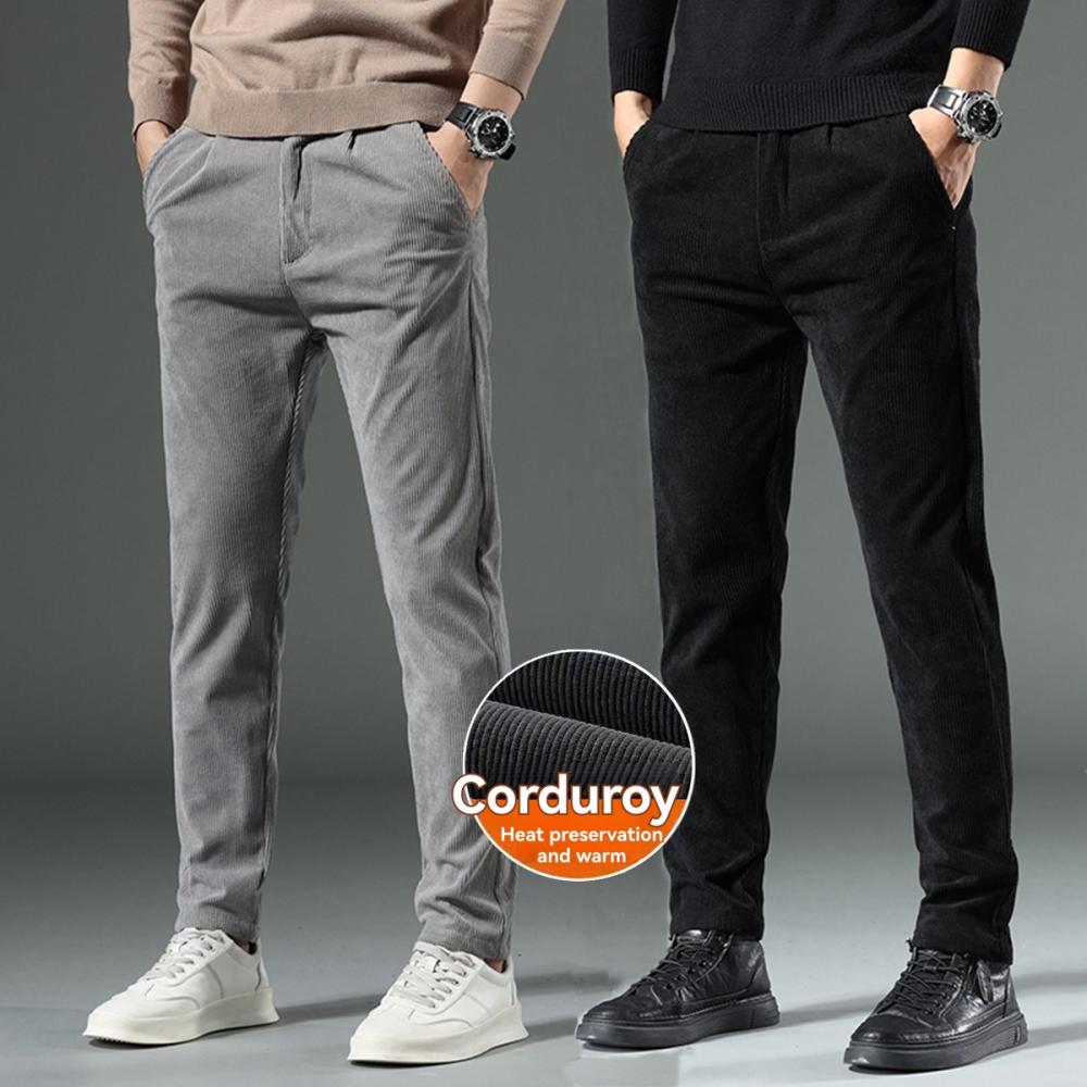 Pants | Tapered Fit Elasticated Waist Corduroy Trousers  – Mens Clothing Mens