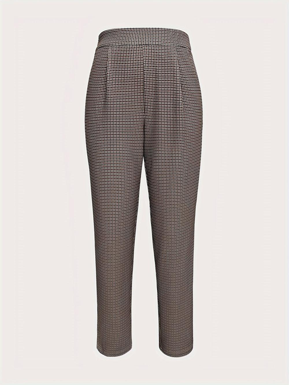 Pants | Twill Checked Straight Leg Trousers  – Womens Clothing Pants