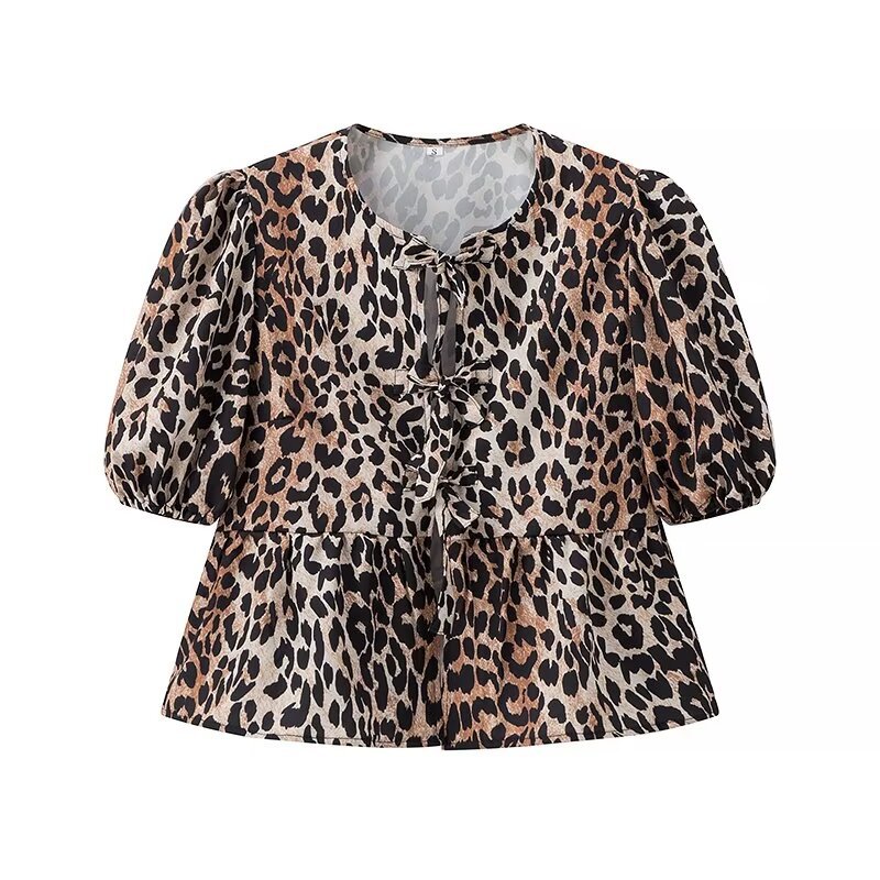 Shirts & Blouses | Animal Print Bow Puff Sleeve Blouse  – Womens Clothing Shirts & Blouses