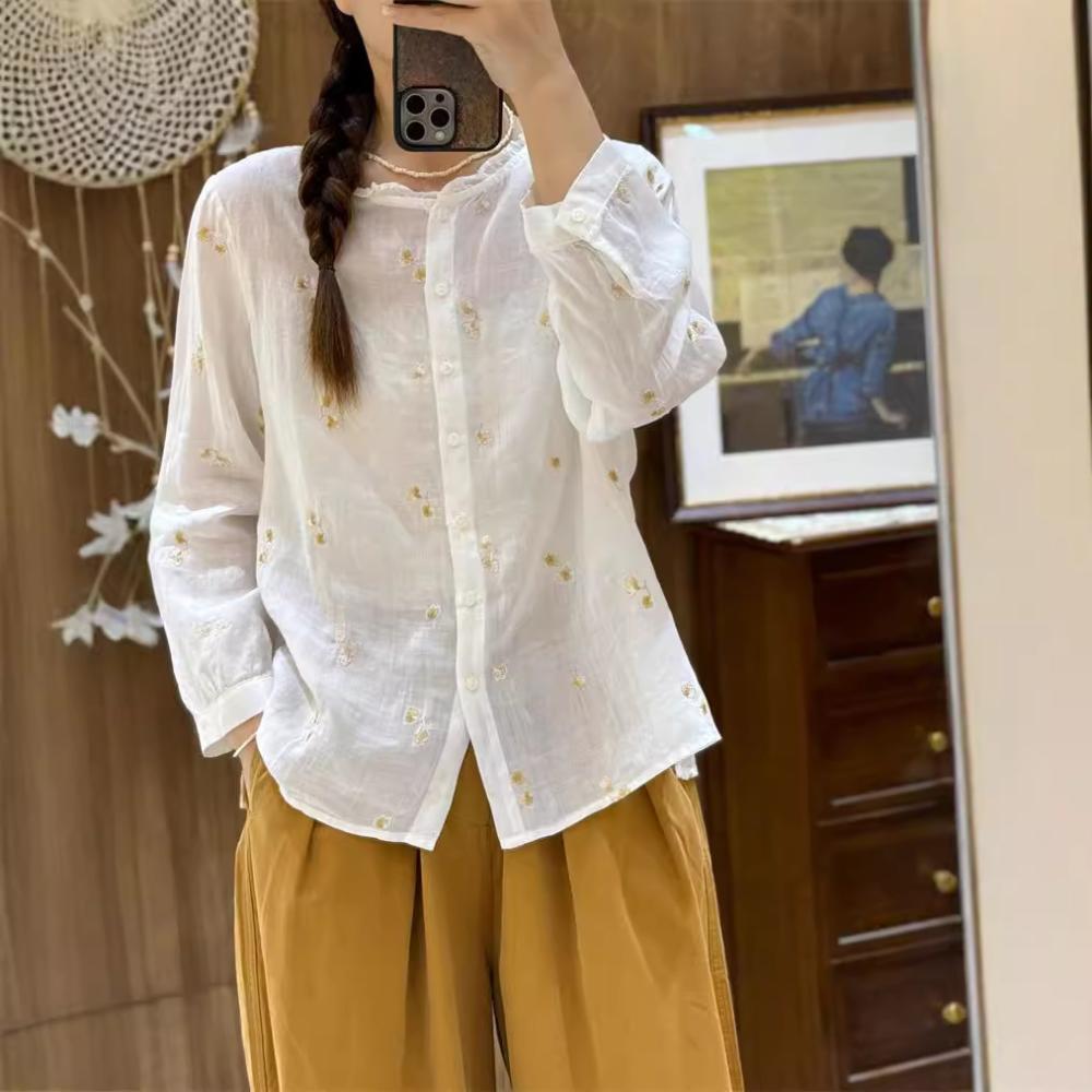 Shirts & Blouses | Cotton Blend Embellished Blouse  – Womens Clothing Shirts & Blouses