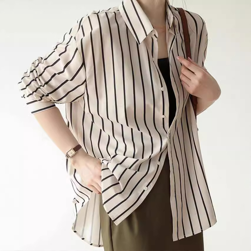 Shirts & Blouses | Modal Blend Striped Collared Shirt  – Womens Clothing Shirts & Blouses