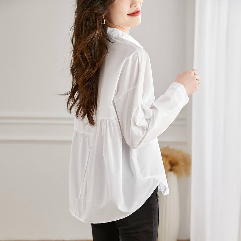 Shirts & Blouses | Pure Cotton Collared Organza Detail Shirt  – Womens Clothing Shirts & Blouses