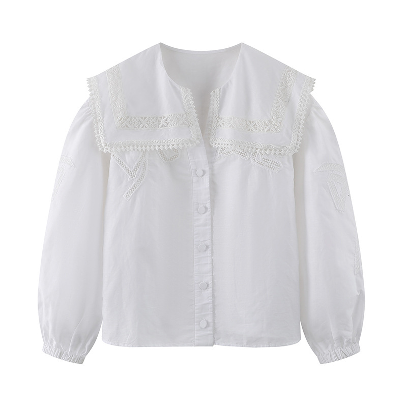 Shirts & Blouses | Pure Cotton Statement Lace Trim Blouse  – Womens Clothing Shirts & Blouses