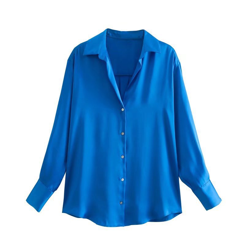 Shirts & Blouses | Satin Collared Button Through Shirt  – Womens Clothing Shirts & Blouses