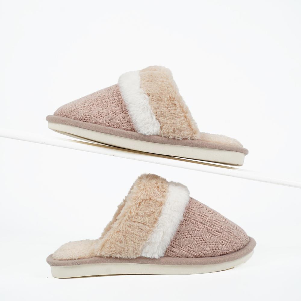 Slippers | Cable Knit Faux Fur Lined Mule Slippers  – Womens Footwear Slippers