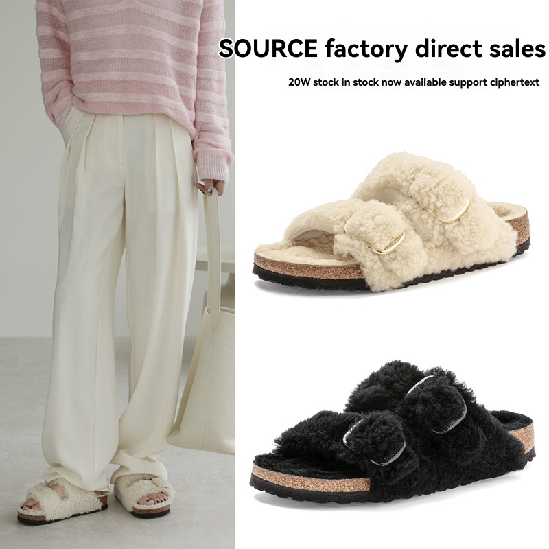 Slippers | Faux Fur Buckle Slider Slippers  – Womens Footwear Slippers