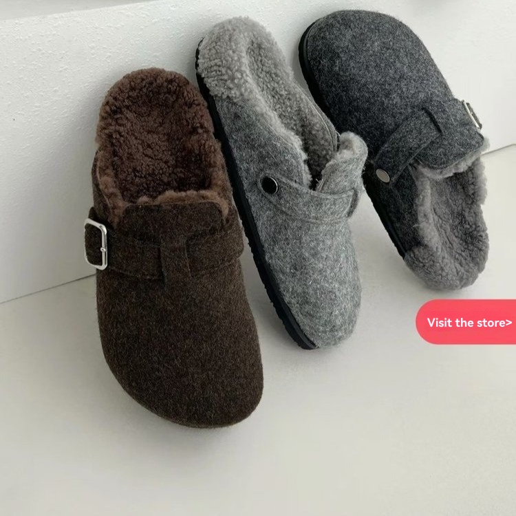 Slippers | Felt Faux Fur Lined Clog Slippers  – Womens Footwear Slippers