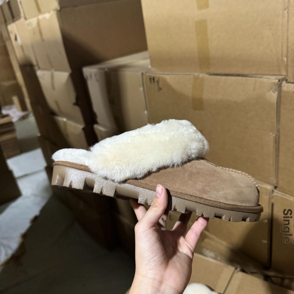 Slippers | Suede Faux Fur Lined Mule Slippers  – Womens Footwear Slippers