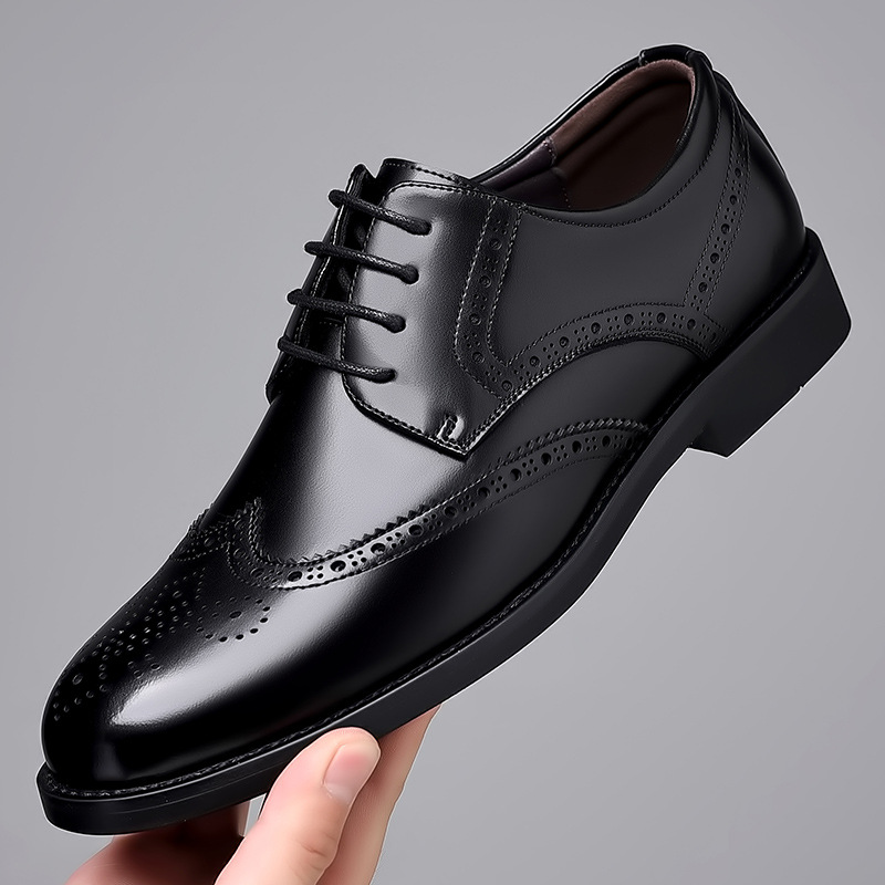 Smart Shoes | Wide Fit Airflex™ Leather Brogues  – Mens Footwear Mens