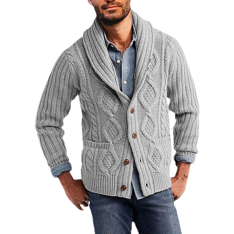 Sweaters & Cardigans | Cotton Blend Cable Shawl Collar Cardigan  – Mens Clothing Mens