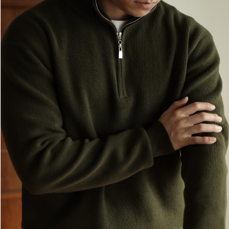 Sweaters & Cardigans | Cotton Blend Textured Half Zip Jumper  – Mens Clothing Mens