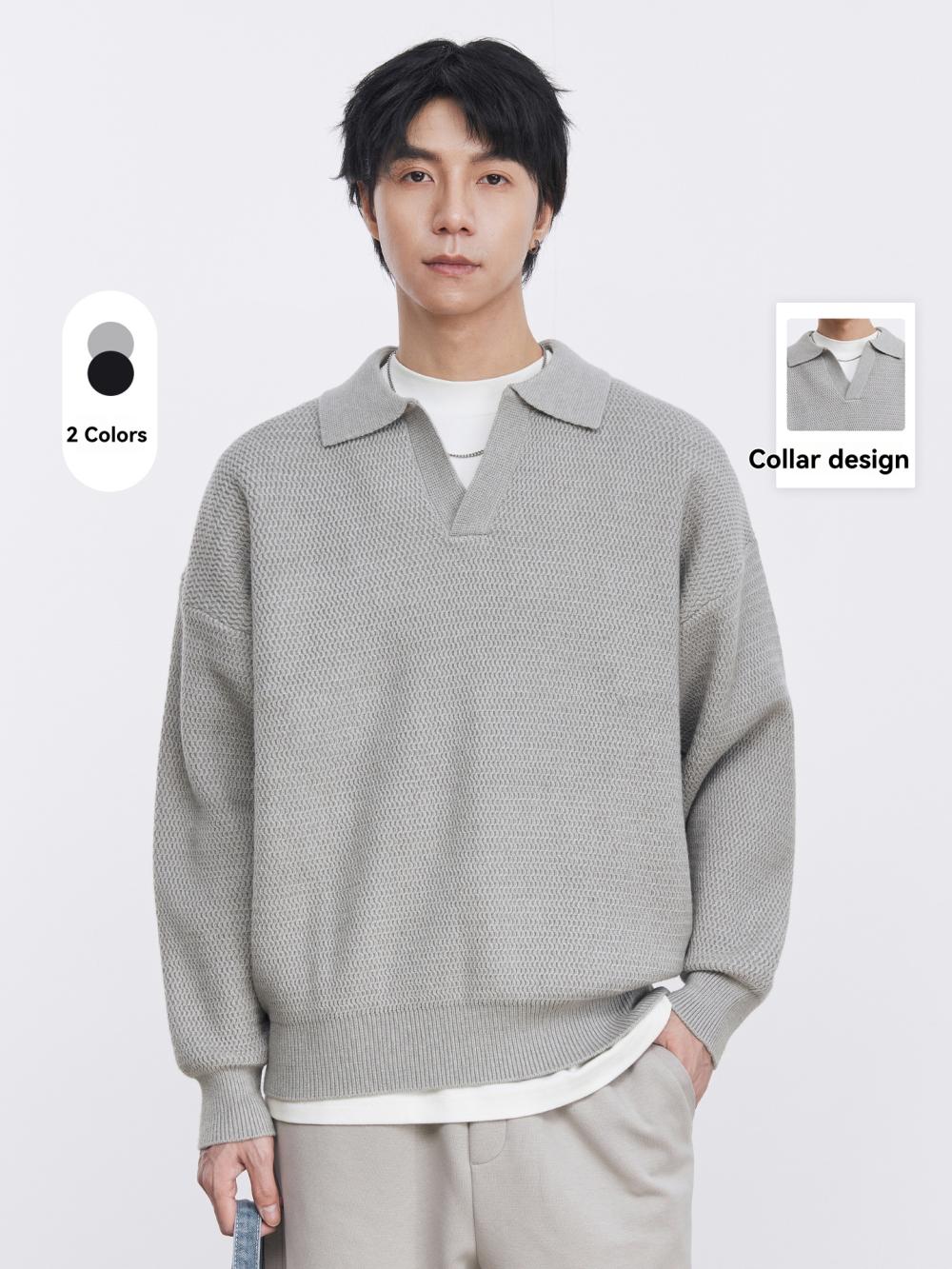 Sweaters & Cardigans | Cotton Rich Open Neck Jumper With Wool  – Mens Clothing Mens