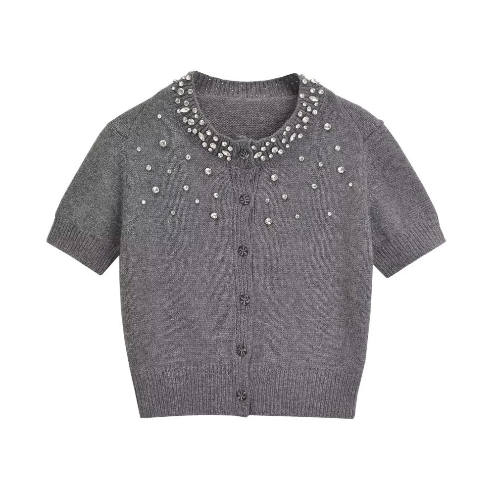 Sweaters & Cardigans | Embellished Cropped Cardigan  – Womens Womens Sweaters & Cardigans