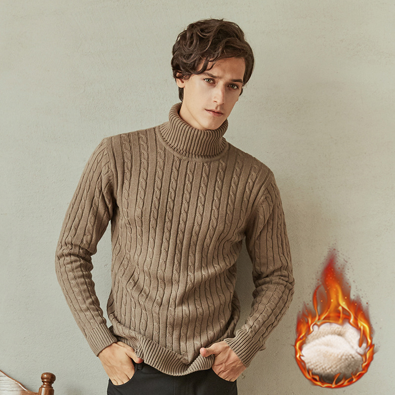 Sweaters & Cardigans | Pure Merino Wool Checked Roll Neck Jumper  – Mens Clothing Mens