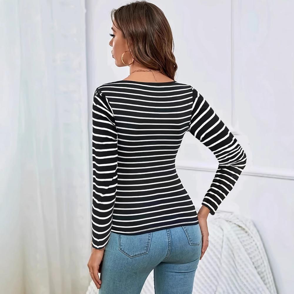 Tops | Heatgen™ Medium Thermal Striped Top  – Womens Clothing Tops