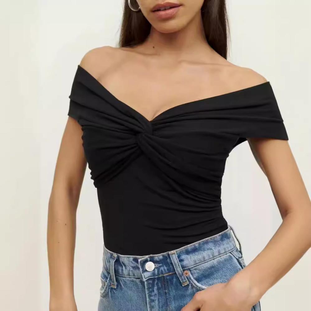 Tops | Knot Front Off The Shoulder Bodysuit  – Womens Clothing Tops