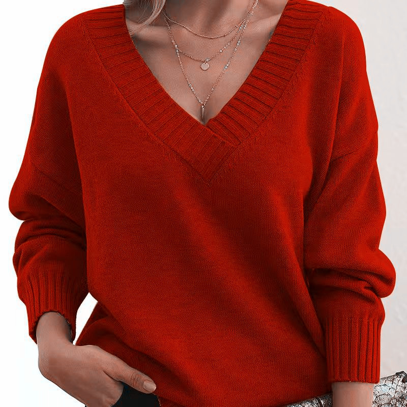 Tops | Oversized Cosy /Ntextured V-Neck Sweatshirt  – Womens Clothing Tops