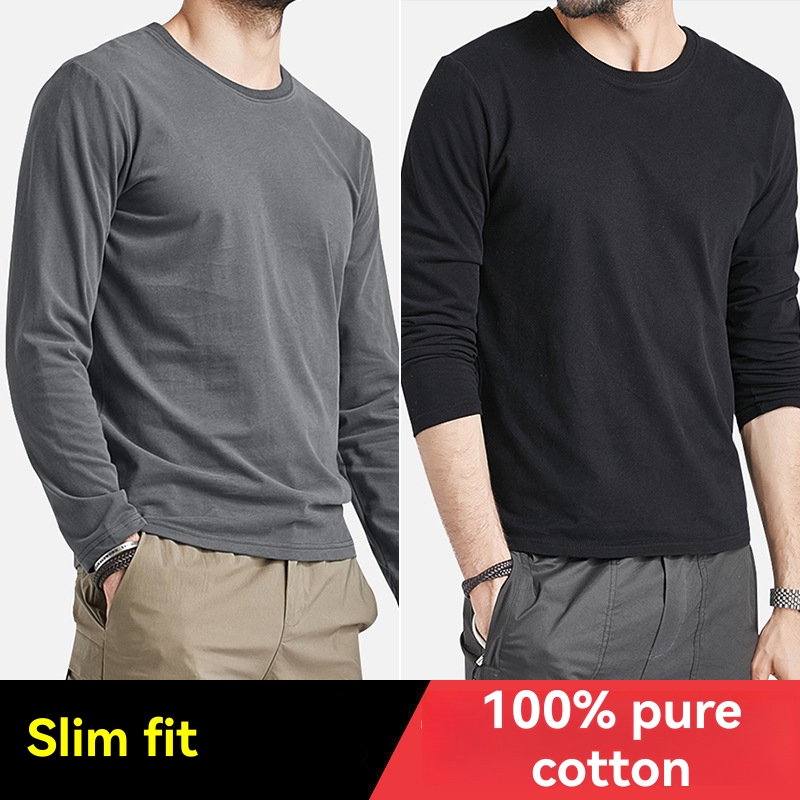 Tops, T-Shirts & Polos | Pure Cotton Long Sleeve T-Shirt  – Mens Clothing Mens