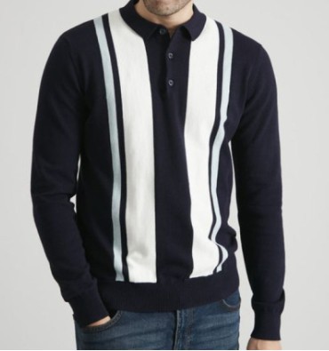 Tops, T-Shirts & Polos | Pure Cotton Striped Knitted Polo Shirt  – Mens Clothing Mens