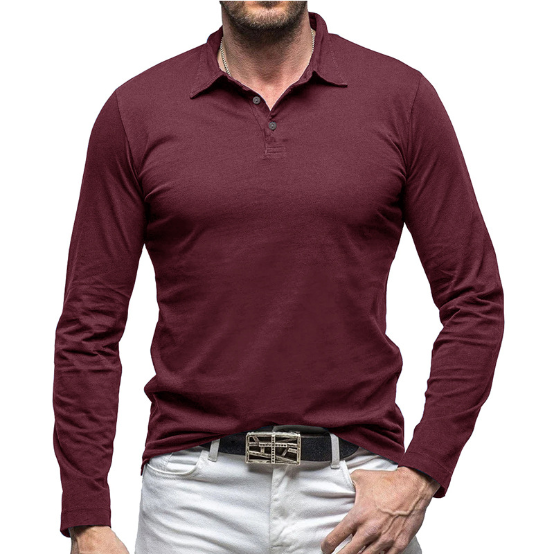 Tops, T-Shirts & Polos | Pure Cotton Textured Long Sleeved Polo Shirt  – Mens Clothing Mens