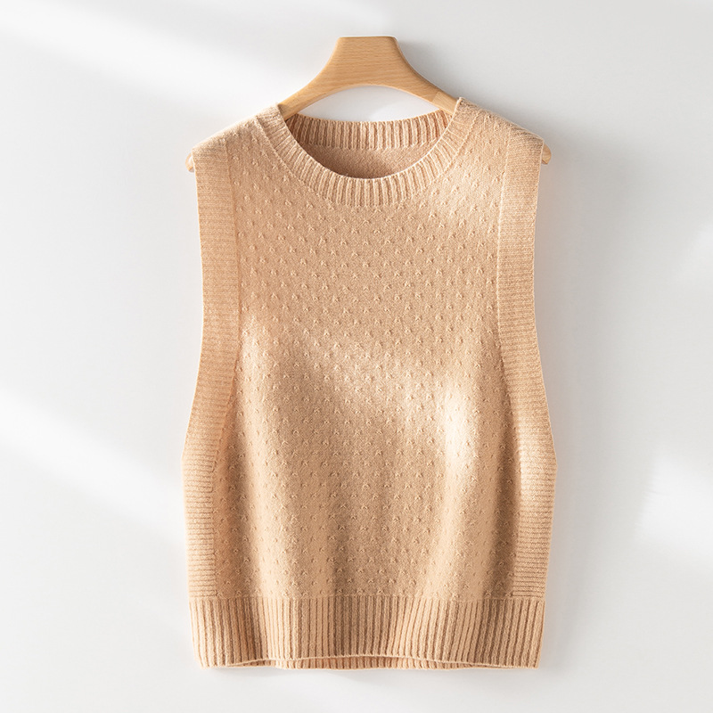 Tops | Wool Rich Cable Knit Round Neck Knitted Vest  – Womens Clothing Tops